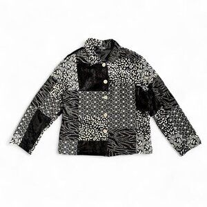 Funky Whimsygoth  Vintage Velvet Embroidered Fabric Patchwork Light Jacket